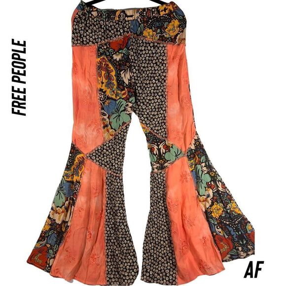FREE PEOPLE CANCUN FLY BELLBOTTOM PANTS NEW FLORAL SMALL - Picture 4 of 9